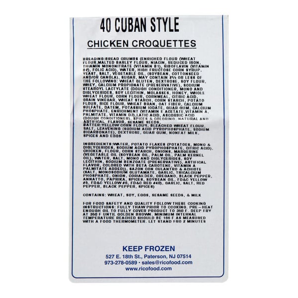 Rico Foods Cuban Chicken Croquettes 1 oz. - 40/Case