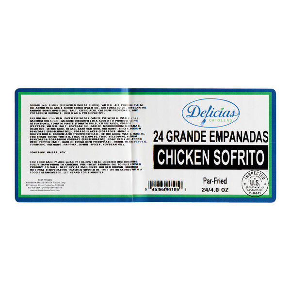 Rico Foods Chicken Sofrito Flour Shell Empanada 4 oz. - 24/Case