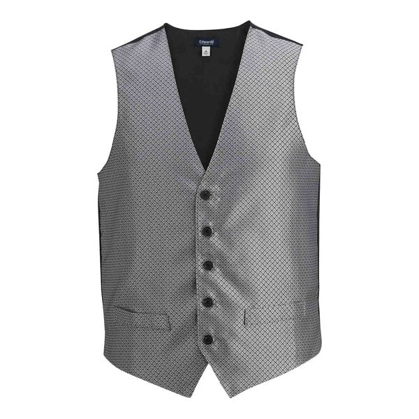 Edwards 4394 Men's Customizable Silver Brocade Diamond Pattern Server Vest - Extra Large