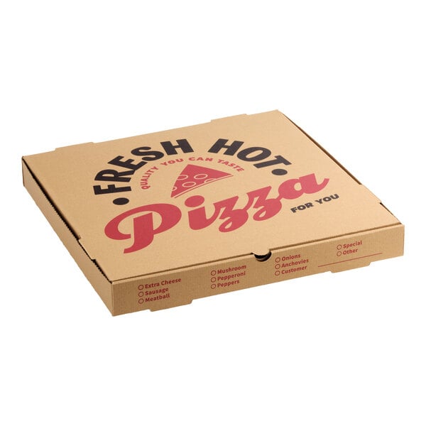 Choice 18" x 18" x 2" Kraft Corrugated E-Flute Pizza Box - 50/Bundle