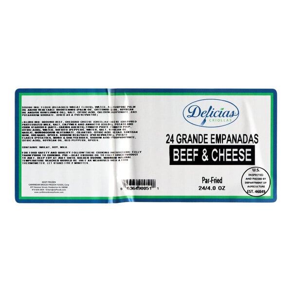 Rico Foods Beef and Cheese Flour Shell Empanada 4 oz. - 24/Case