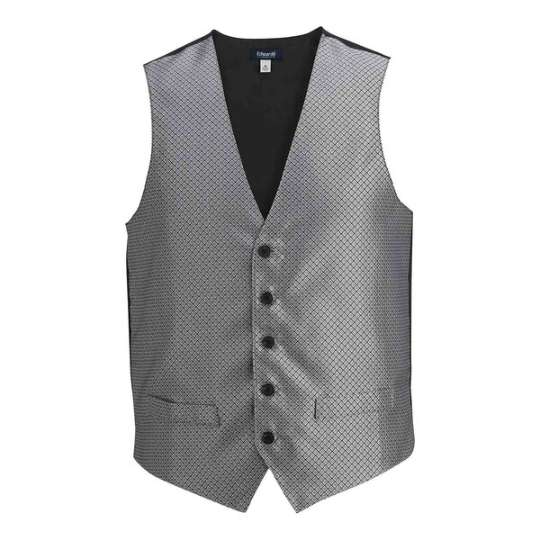 Edwards 4394 Men's Customizable Silver Brocade Diamond Pattern Server Vest - 4X