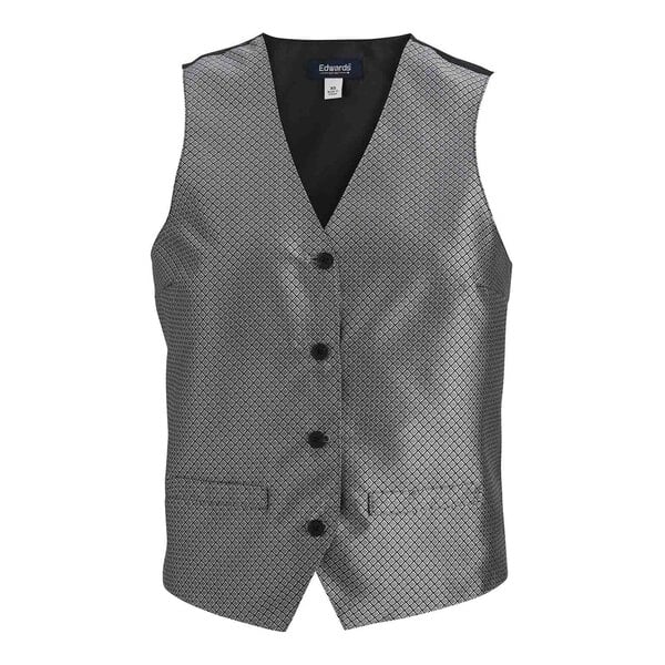 Edwards 7394 Women's Customizable Silver Brocade Diamond Pattern Server Vest - Extra Large