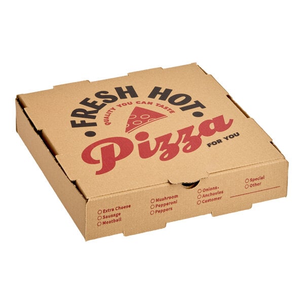 Choice 10" x 10" x 2" Kraft Corrugated E-Flute Pizza Box - 50/Bundle
