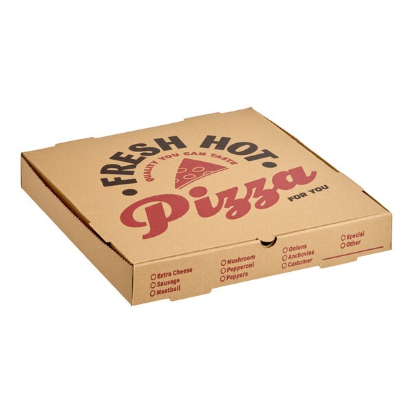 Choice 16" x 16" x 2" Kraft Corrugated E-Flute Pizza Box - 50/Bundle