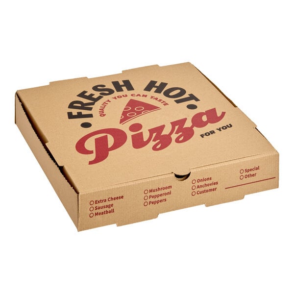 Choice 12" x 12" x 2" Kraft Corrugated E-Flute Pizza Box - 50/Bundle