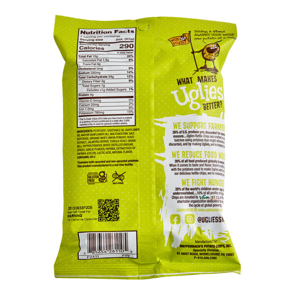 Uglies Jalapeno Kettle Potato Chips 2 oz. - 24/Case