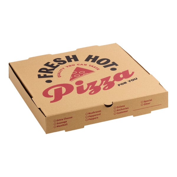 Choice 14" x 14" x 2" Kraft Corrugated E-Flute Pizza Box - 50/Bundle