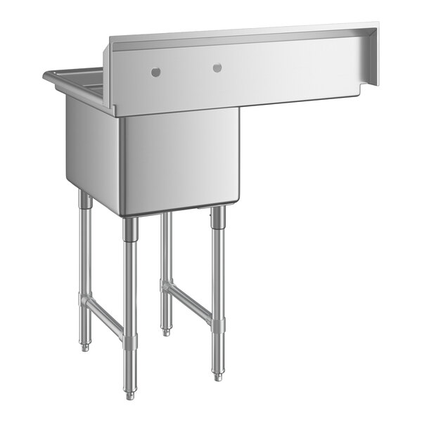 Regency 36 1/2" One Compartment Commercial Sink with Stainless Steel Legs, Cross Bracing, 18" Left Drainboard, and 16" x 20" x 12" Sink Bowl