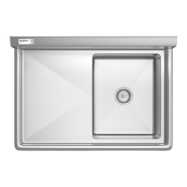 Regency 36 1/2" One Compartment Commercial Sink with Stainless Steel Legs, Cross Bracing, 18" Left Drainboard, and 16" x 20" x 12" Sink Bowl