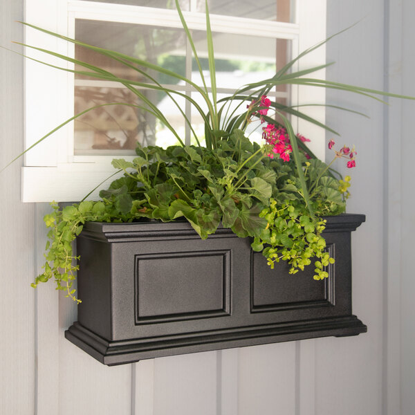 Mayne Fairfield 11" x 24" x 10 13/16" Rectangular Black Polyethylene Window Box