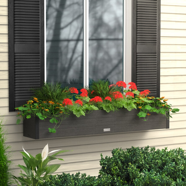Mayne Horizon 10" x 60" x 9 3/16" Rectangular Charcoal Vinyl Window Box