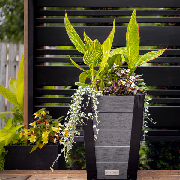 Mayne Horizon 14" x 14" x 18" Square Charcoal Vinyl Tapered Planter