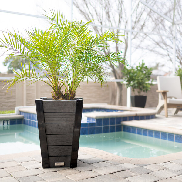 Mayne Horizon 14" x 14" x 18" Square Charcoal Vinyl Tapered Planter