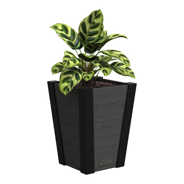 Mayne Horizon 14" x 14" x 18" Square Charcoal Vinyl Tapered Planter