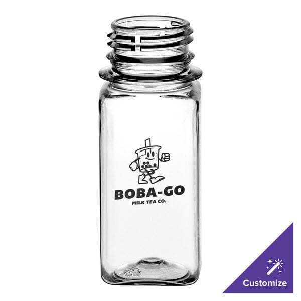 Captiva Containers 2 oz. Customizable Clear Square PET Short Energy Bottle - 650/Case