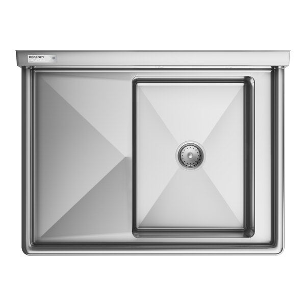 A stainless steel commercial sink with one compartment, an 18-inch left drainboard, and sturdy legs with cross bracing.