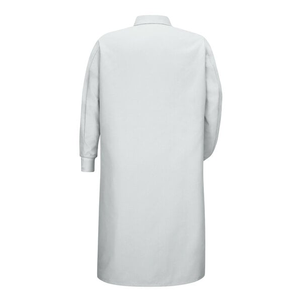 Red Kap KS60 Unisex Customizable White Snap-Front Pocketless Butcher Coat with Knit Cuffs