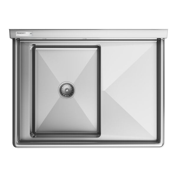 A stainless steel commercial sink with one compartment and an 18-inch right drainboard.