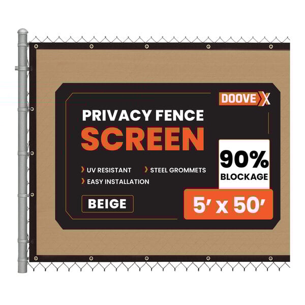 Doovex 5' x 50' Beige Polyethylene Mesh Privacy Fence DPBG-550