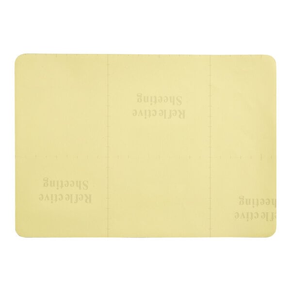 A yellow rectangular reflective safety decal with faint text and guide lines, designed for labeling hand washing sinks.