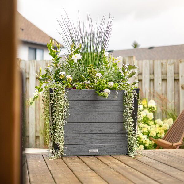 Mayne Horizon 30" x 15" x 22" Rectangular Charcoal Vinyl Tapered Planter