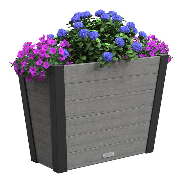 Mayne Horizon 30" x 15" x 22" Rectangular Charcoal Vinyl Tapered Planter