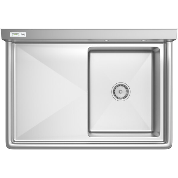 A stainless steel commercial sink with one compartment, an 18-inch left drainboard, and a rectangular bowl.