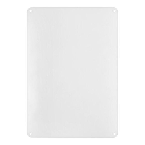 A rectangular, non-reflective plastic safety sign with four corner holes for mounting.