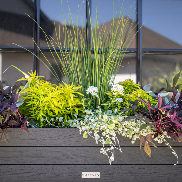 Mayne Horizon 10" x 36" x 9 3/16" Rectangular Charcoal Vinyl Window Box