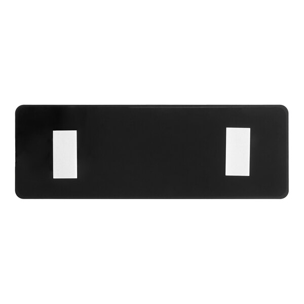 A rectangular black and white sign measuring 9 by 3 inches with no visible text.