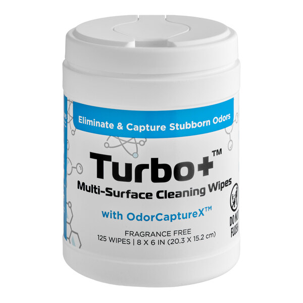 Midwest Specialty Products Turbo+ 8" x 6" 125-Count No Rinse Multi-Surface Cleaning Wipes - 6/Case