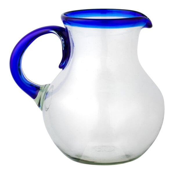 10 Strawberry Street Cobalt Rim 80 oz. Glass Pitcher
