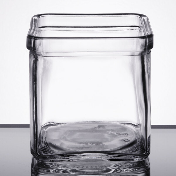 American Metalcraft 8 oz. Square Glass Condiment Jar - 12/Case