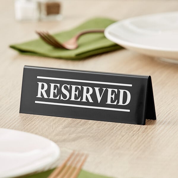 Tablecraft 6" x 2" Plastic Double-Sided "Reserved" Sign - 12/Case