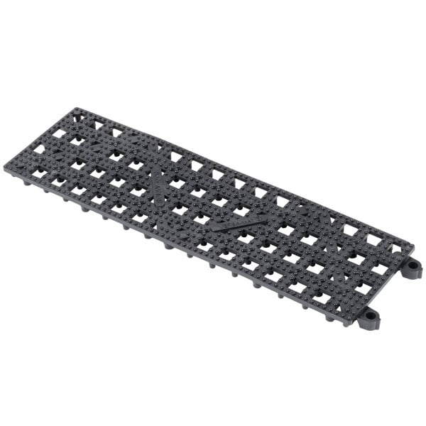 San Jamar Versa-Mat 3 1/2" x 12" Black Interlocking Bar Mat Strip VM5180BK - 12/Case
