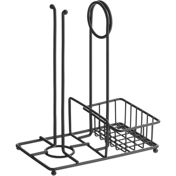 Tablecraft 10" x 6" x 12 1/4" Black Powder-Coated Metal Paper Towel Holder / Condiment Caddy - 6/Case