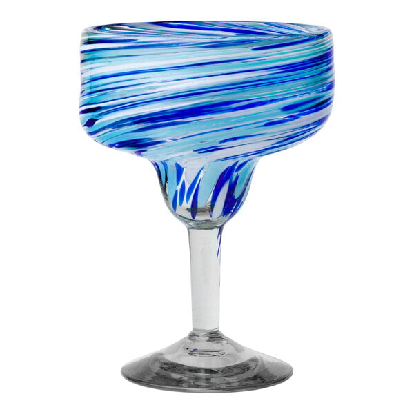 10 Strawberry Street Malibu Blue / White 15 oz. Margarita Glass - 6/Case