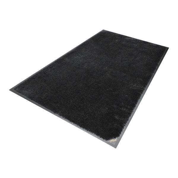 M+A Matting Classic Plush 1806646090 4' x 6' Black Mat with Universal Cleated Backing - 3/8" Thick