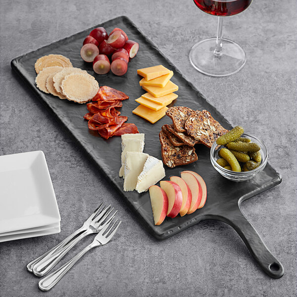 Tablecraft Frostone 15 3/4" x 7 3/4" Rectangular Faux Slate Melamine Serving Paddle - 5/Case