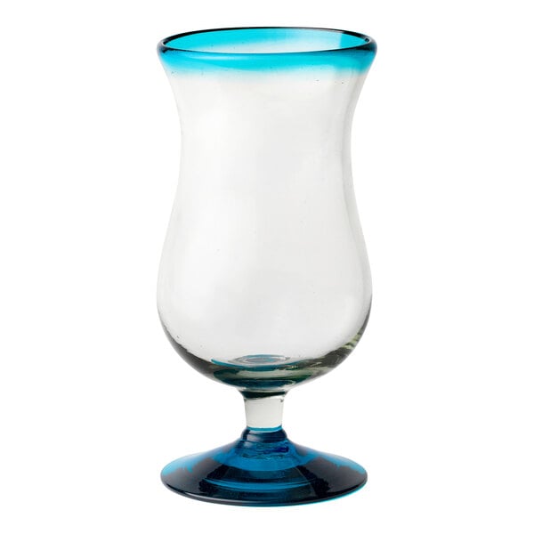 10 Strawberry Street Aqua Rim 16 oz. Hurricane Glass - 6/Case