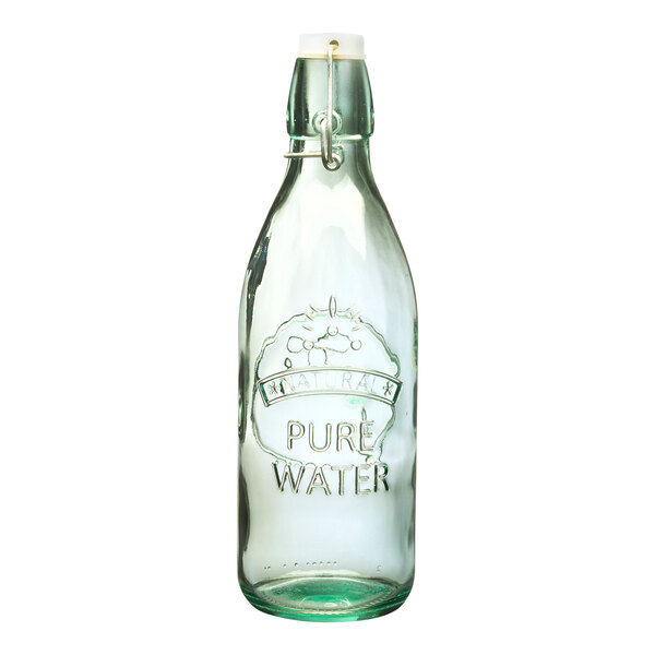 10 Strawberry Street Specialty 34 oz. Green Tinted Glass Bottle with Swing Top Lid - 6/Case