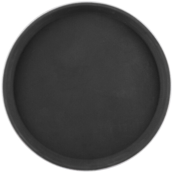Carlisle GripLite 11" Black Round Non-Skid Serving Tray 1100GL004 - 12/Case