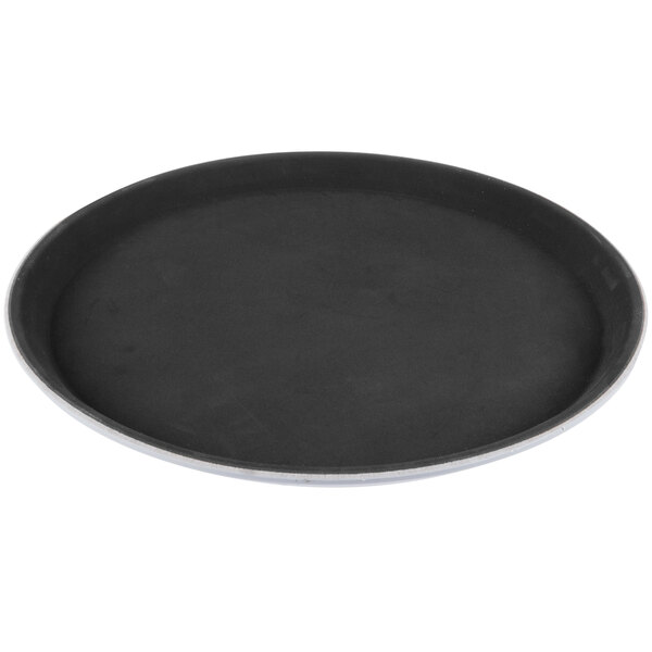 Carlisle GripLite 11" Black Round Non-Skid Serving Tray 1100GL004 - 12/Case