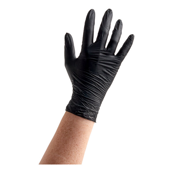 Noble 2.5 Mil Black All-Purpose Powder-Free Disposable Nitrile Gloves - Large - 200/Box