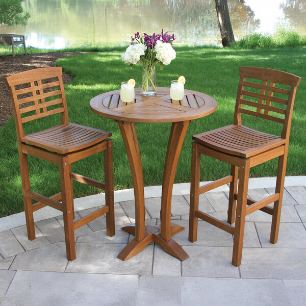 Outdoor Interiors 30" Round Eucalyptus Bar Table