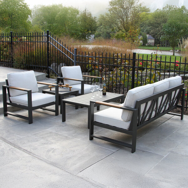 Outdoor Interiors Siena 47" x 25" Black Aluminum Coffee Table