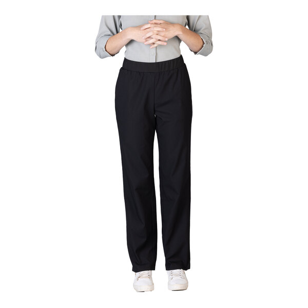 A pair of women's black flex fit service or housekeeping pants with an elastic waist in size XL.