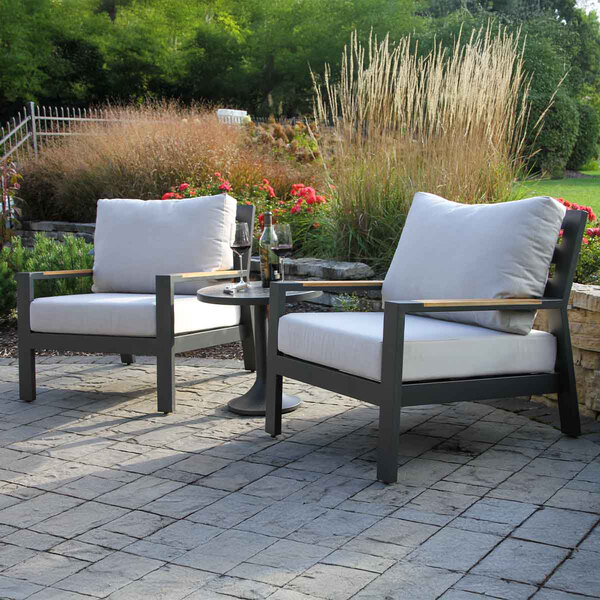 Outdoor Interiors Portofino Orobico 20" Round Sintered Stone and Aluminum End Table