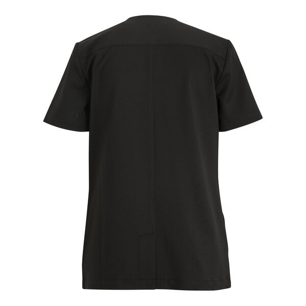 A black short-sleeve women's housekeeping tunic in extra small size, shown from the back.